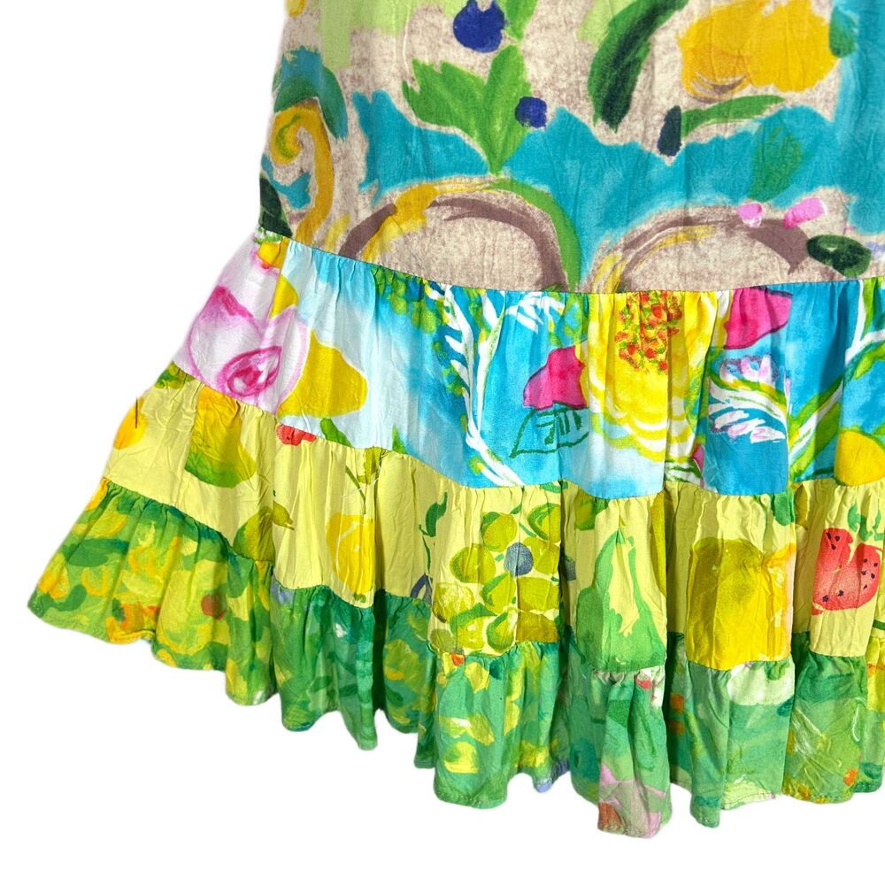 Jams World Hattie Skirt L Flower Kiss Print Lime Green Pink Aqua Yellow FUN - Picture 4 of 8